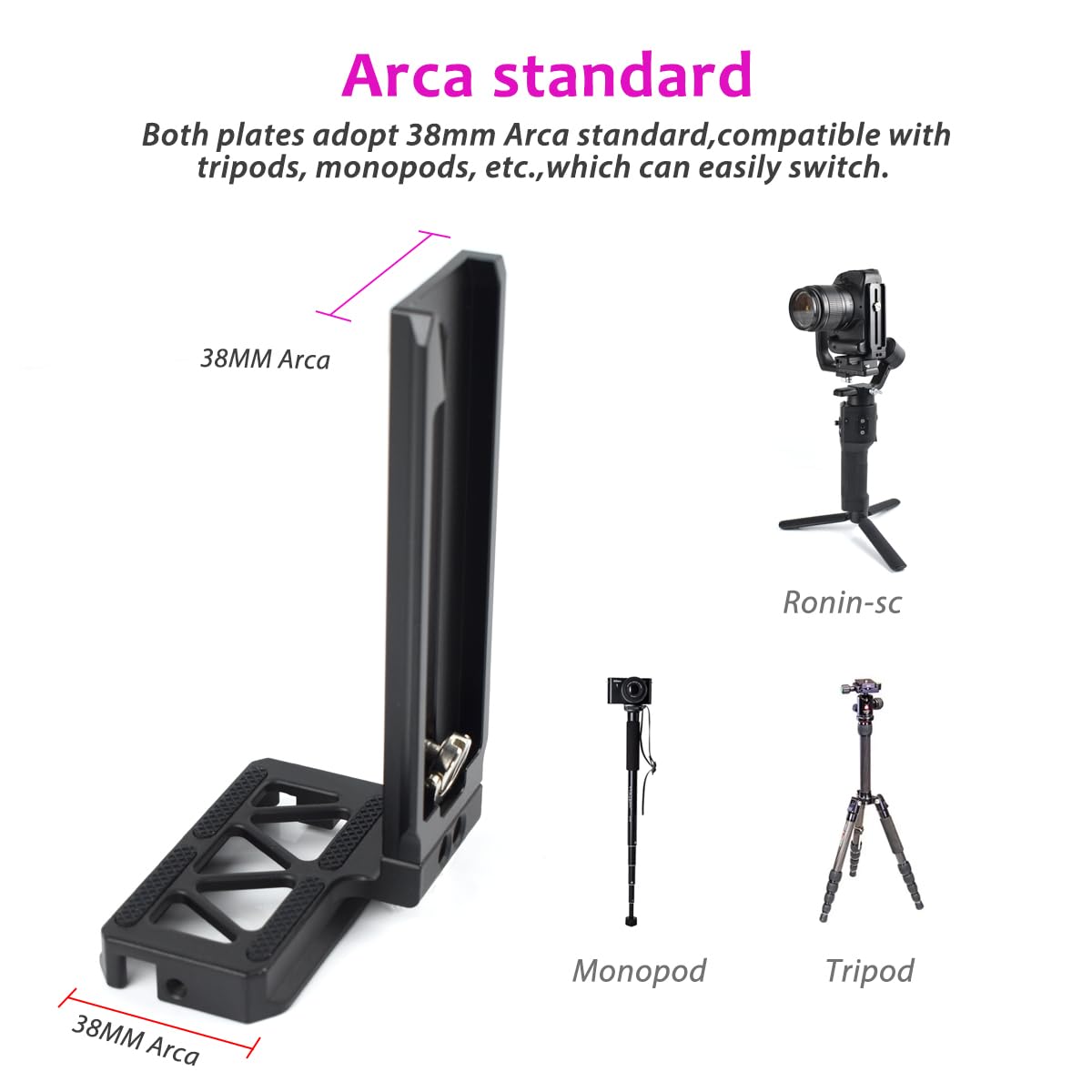 Akeipho L Bracket Vertical Mount for DJI Ronin SC, Aluminum Camera Quick Release Plate for Ronin SC Gimbal Stabilizer, DSLR Camera, Tripod, Monopod