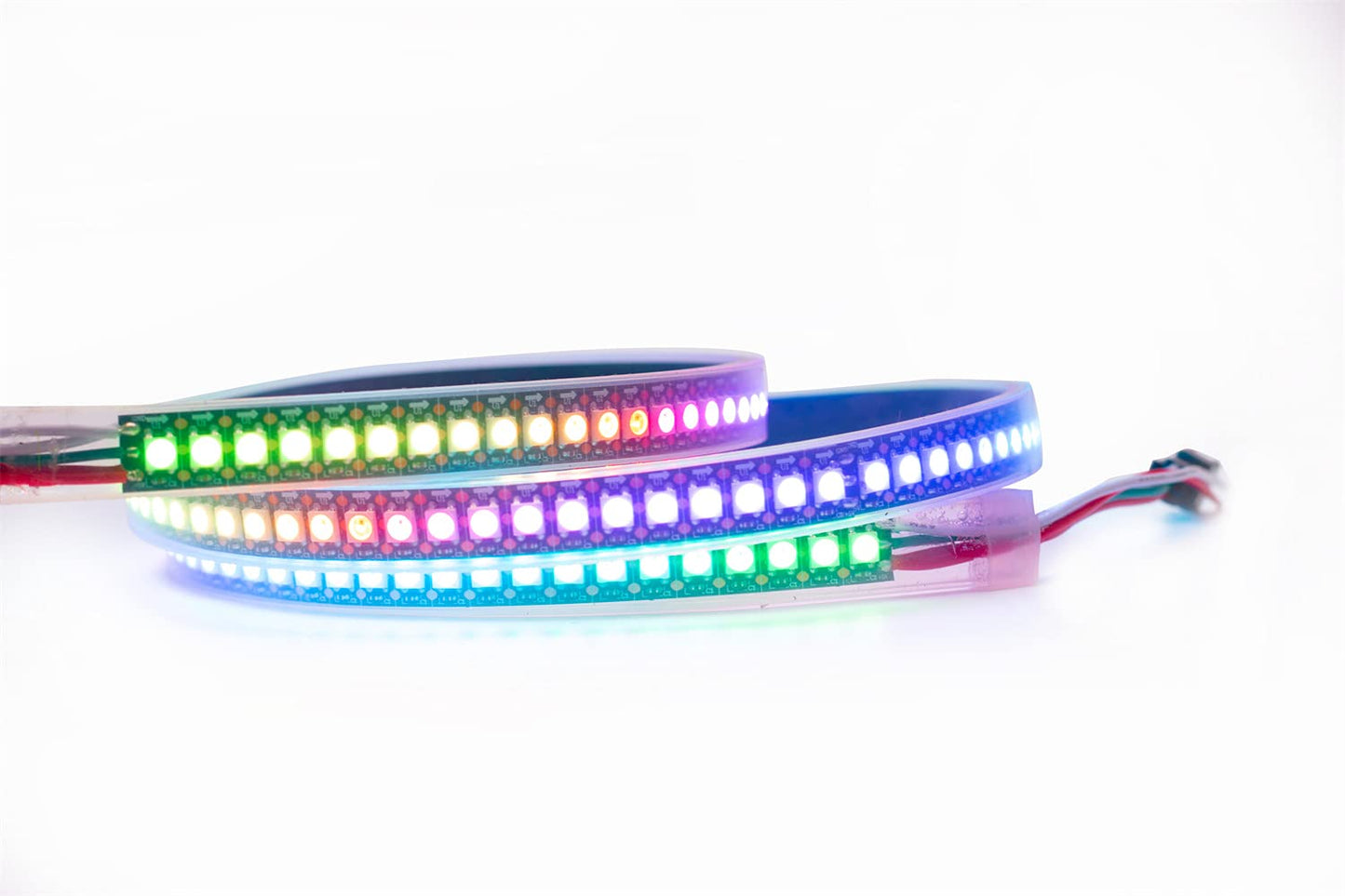 WS2812B LED Strip Individual Addressable Light 144Pixels/m SMD 5050 RGB Pixel Strip DC5V 3.2FT 144LEDS Waterproof IP67 White PCB