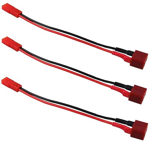 Yiqigou 3pcs Deans T Male Female Plug Connector to JST Male Female Plug Connector Adapter Cable Wire Lead with 10cm 20AWG Wire (Deans Female to jst