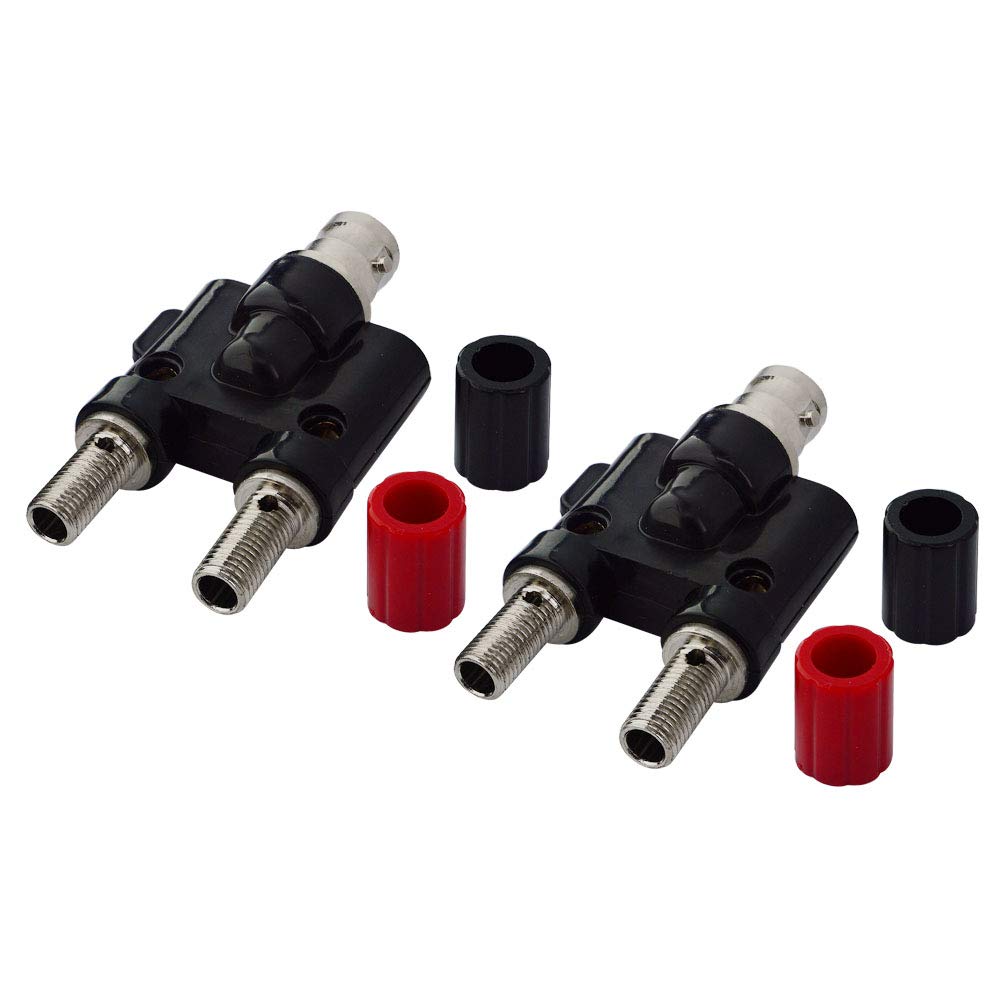 onelinkmore BNC Female to Dual Banana Female Socket Binding Post RF Coax Splitter Adapter Connector for HF Radio Antennas Pack of 2