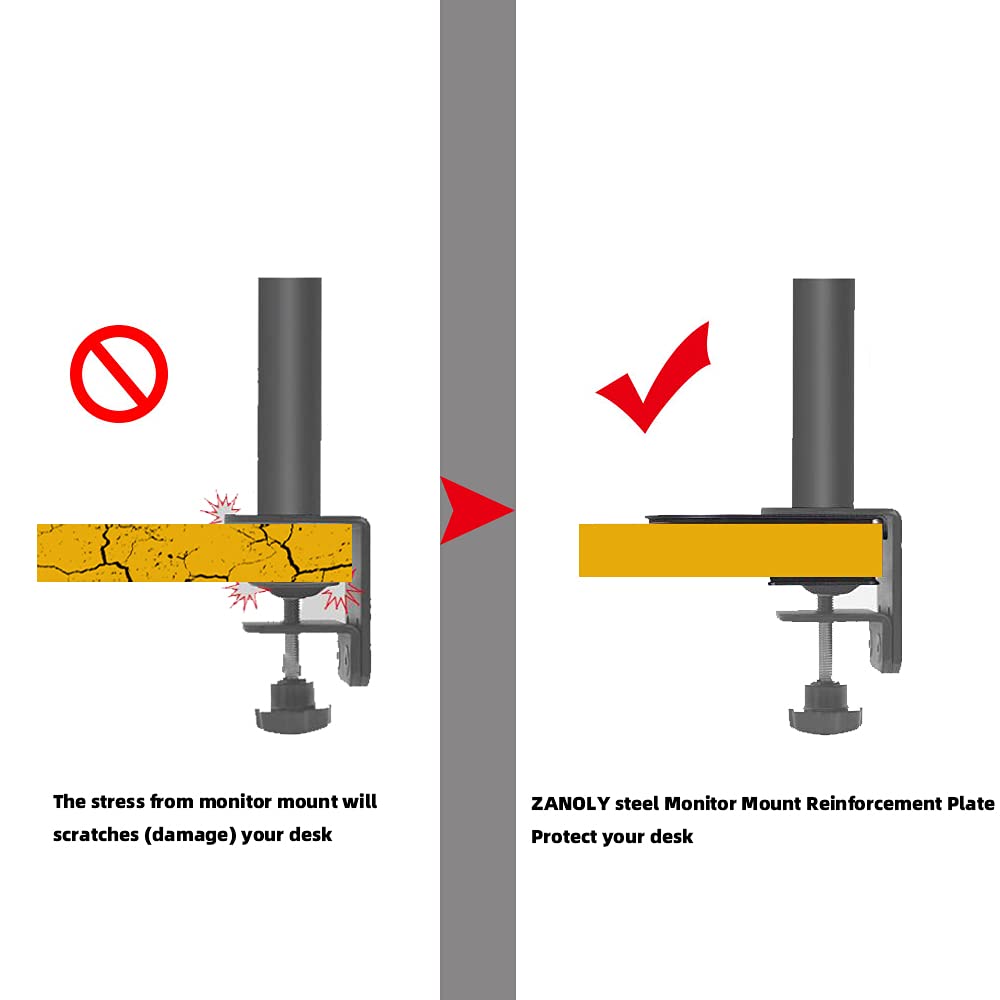 Steel Monitor Mount Reinforcement Plate?Monitor Arm Reinforcement Plate for Fragile Tabletop, Monitor Mount Reinforcement Plate Fits Most Monitor