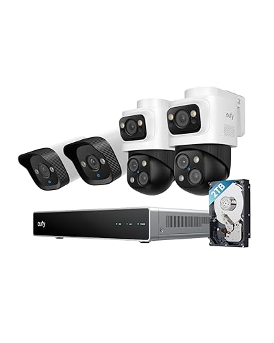 eufy PoE NVR Security Camera System S4, 24/7 Recording,Up to 16CH, 2TB HDD, 2 Bullet-PTZ Cams, 2 Bullet Cams, 360° PTZ, AI Auto Framing & Tracking