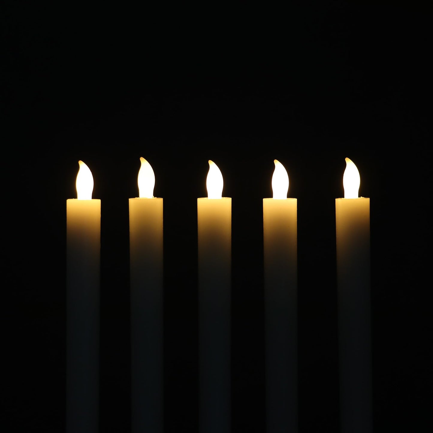 Rhytsing 10" Ivory Flameless Taper Candles with Timer, Battery Operated Dinner Candlesticks, Push-Activated, Textured Wax Finish, Warm White Light