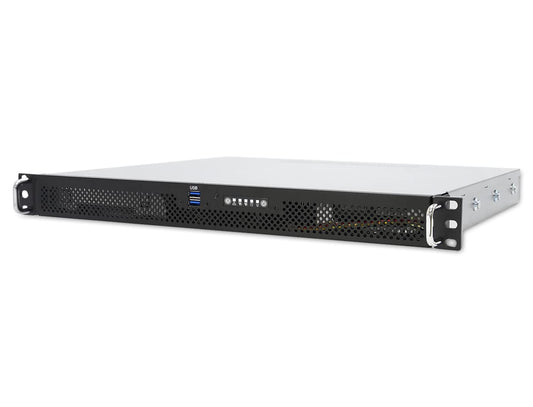 AIC XE1-1E001-04 is an Entry-Level 1U Appliance Chassis with 15” Depth, up to ATX, Internal: 2X 3.5 + 2X 2.5 7mm, Front: 2X USB 3.0, 3X 4028mm Fan, 1x