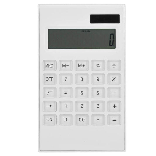 Slim Calculator, 12-Digit Electronic Calculator Lightweight Design Solar and Battery Powered White for Office and Student Use