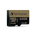 Verbatim 64GB ProPlus 600X microSDXC Memory Card with Adapter, UHS-1 U3 Class 10, 44034