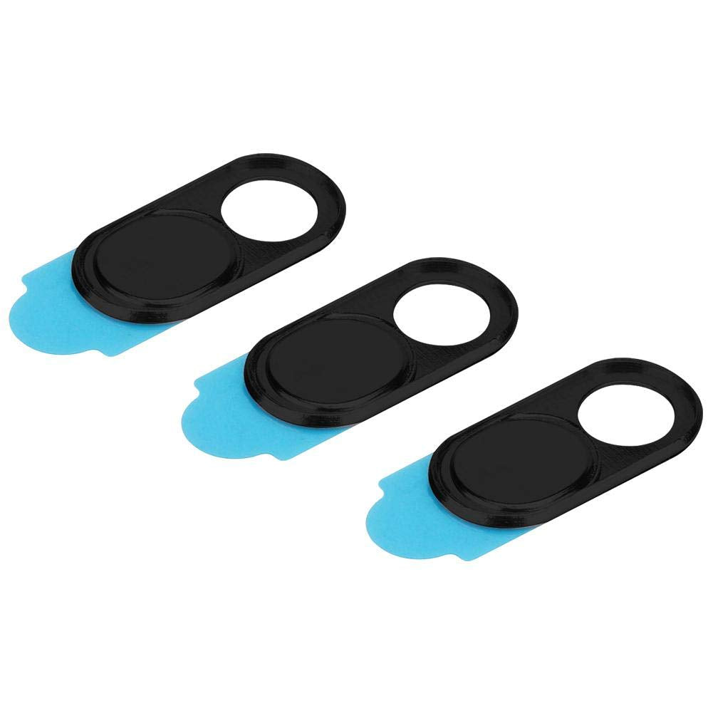 ASHATA 3pcs Metal Camera Lens, Ultra Thin Camera Cover Webcam Cover Blocker Slider for Smartphone Tablet Desktop Laptop(Black)