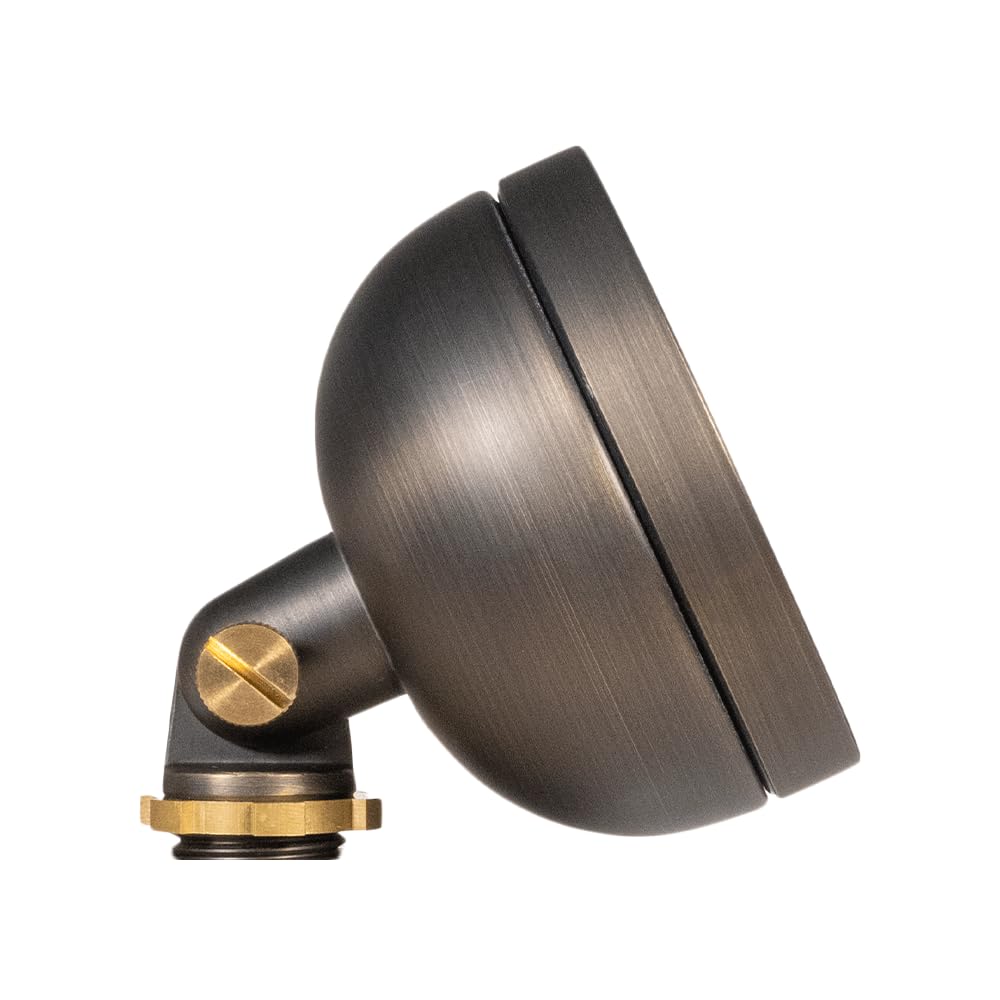 VOLT 12V Mini Round Brass Frosted Flood Light (Bronze) with 3W 2700K Warm White G4 LED Bulb for Low Voltage Landscape Lighting of Outdoor Wall, Garden