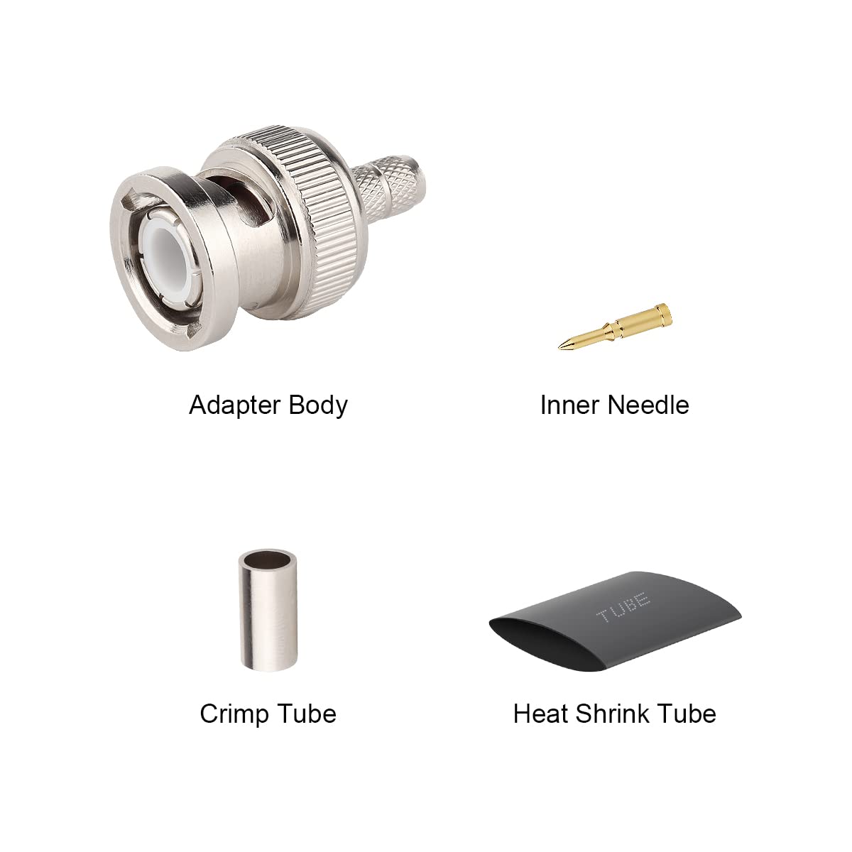 MOOKEERF 10 Pack BNC Male Crimp Connector 50 Ohm BNC Connectors for RG58 RG142 RG400 LMR195 KSR195 3D-FB Coax Cable