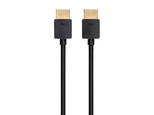 Monoprice 8K Ultra High Speed Slim HDMI Cable - HDMI 2.1, 8K@60Hz, 4K@120Hz, 48Gbps, HDR, VRR, 2ft, Black