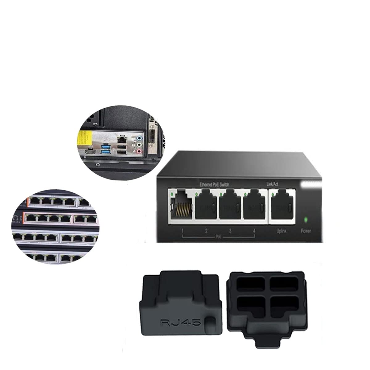 Sopepoyie 20 pcs RJ45 Anti Dust Cover Cap Protector Protects Ethernet Hub Port Cap Protector Switch Port Plugs Black Dust Cover?