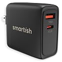 Smartish USB-C/USB Wall Charger for iPhone 17,16,15 & MacBook - Charge Shack-2 Port 65W Quick Charger - Type C Power Brick Wall Plug - Compatible