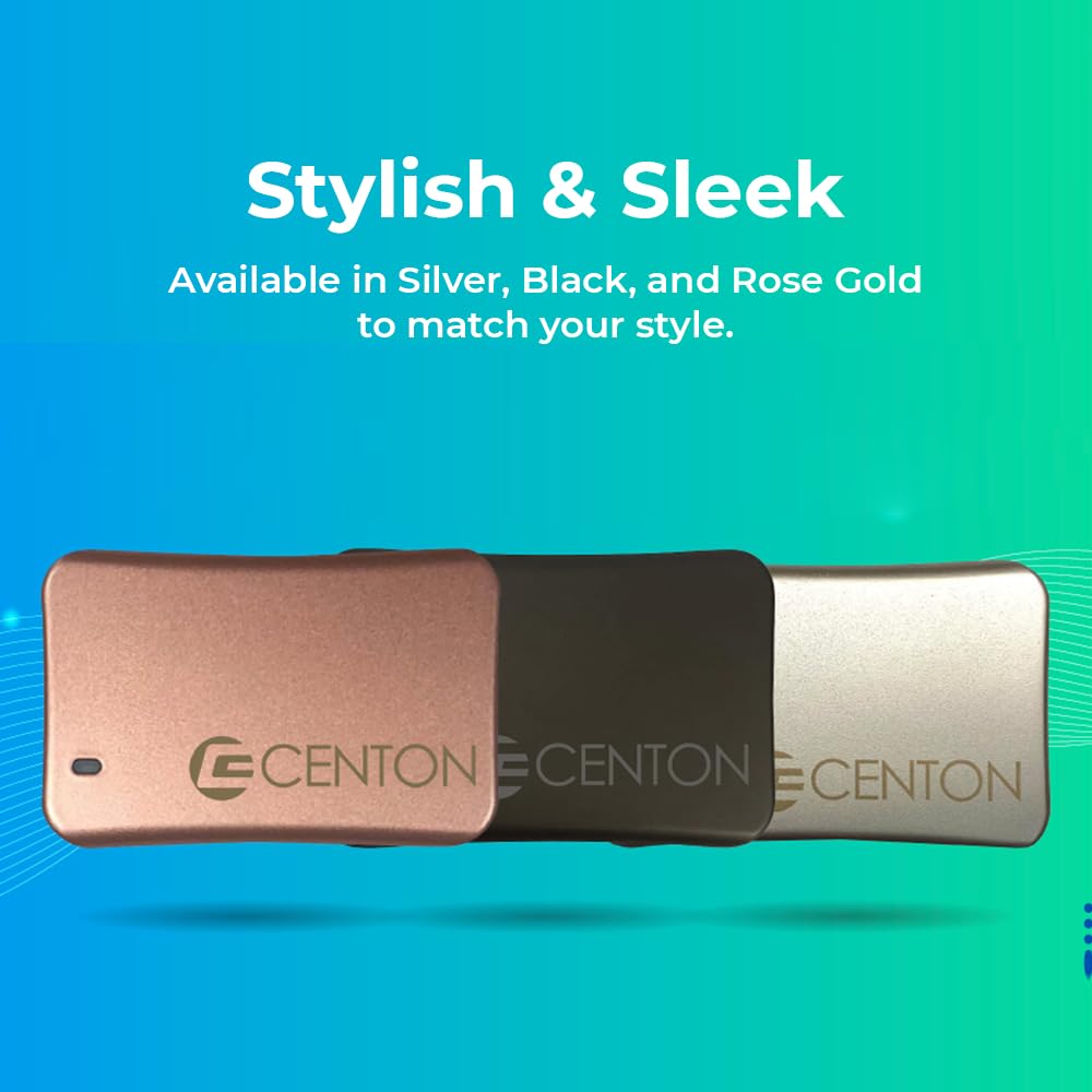 Centon External SSD (Black), USB-C 3.2 Gen 2, 500GB