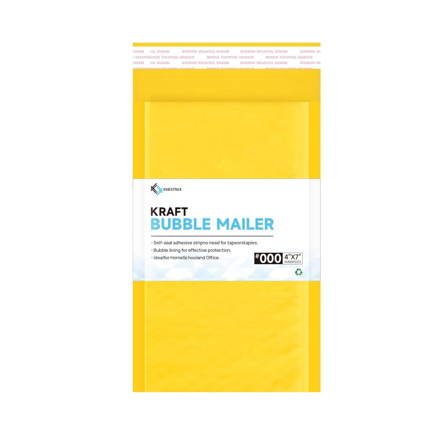 Kkbestpack Kraft Paper Bubble Mailers #000, 4x8 Inch Self-Seal Padded Mailing Envelopes, Usable Size 4x7, Pack of 100