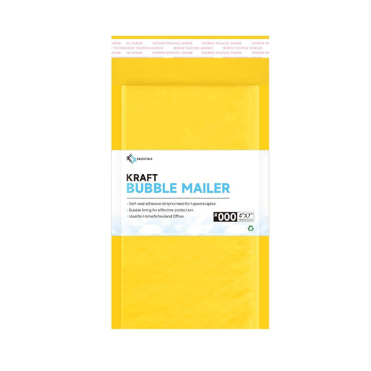 Kkbestpack Kraft Paper Bubble Mailers #000, 4x8 Inch Self-Seal Padded Mailing Envelopes, Usable Size 4x7, Pack of 100
