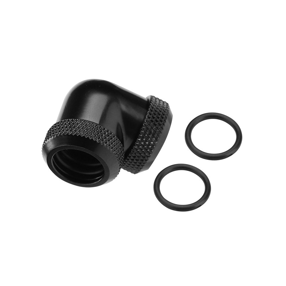 Wendry PC Water Cooling Fitting, 14mm OD G1/4 DIY 90 Degree Elbow Hard Pipe Tube Connector Water Liquid Cooling for PC Water Cooling System (Black)
