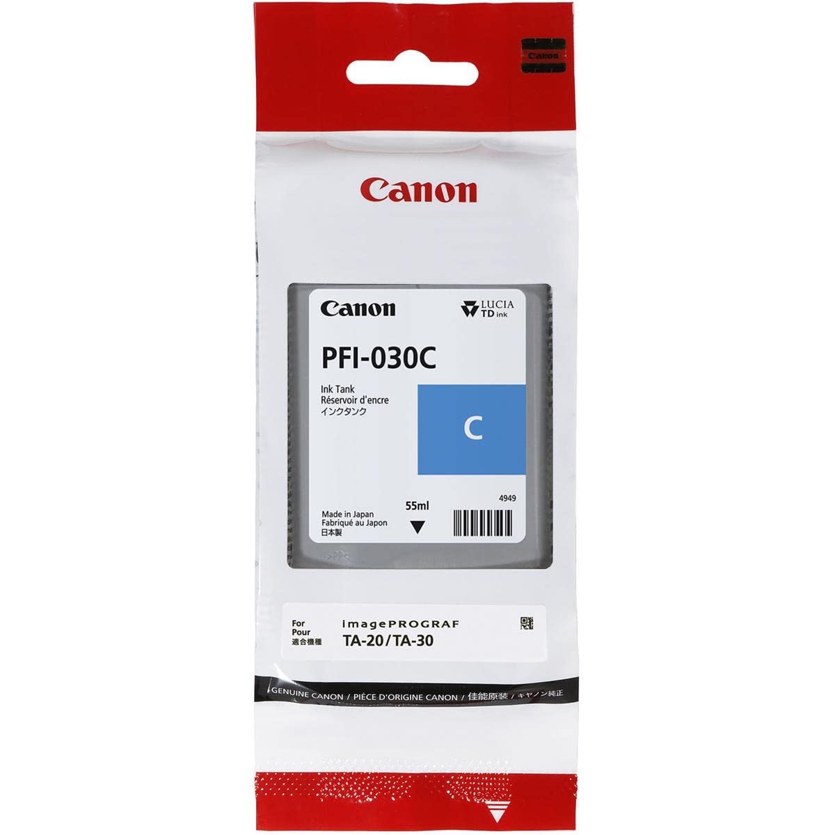 Canon Cyan Ink 55m (PFI-030C) for Canon imagePROGRAF TA-20 and TA-30