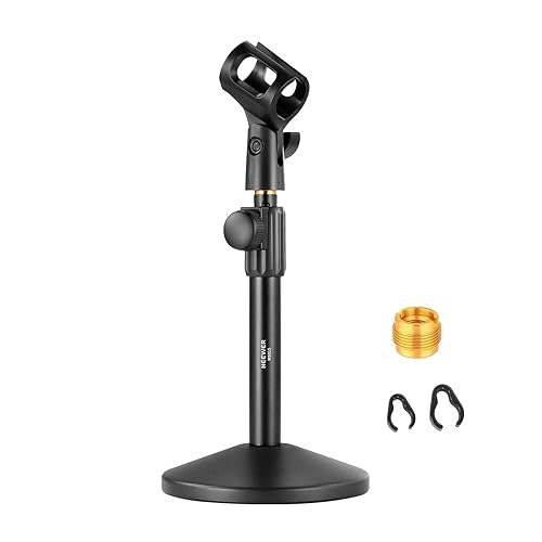 NEEWER Desk Microphone Stand, Adjustable Table Top Mic Holder Mount with Clip and 3/8" to 5/8" Adapter Compatible with Blue Yeti Snowball HyperX