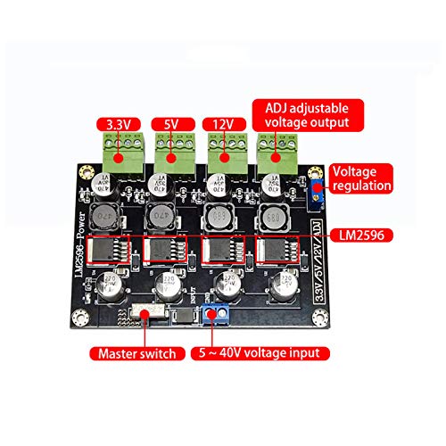 Taidacent LM2596 DC DC Converter Multi Channel 3.3V/5V/12V/ADJ Adjustable Output Switching Power Supply Step-Down Power Supply Module