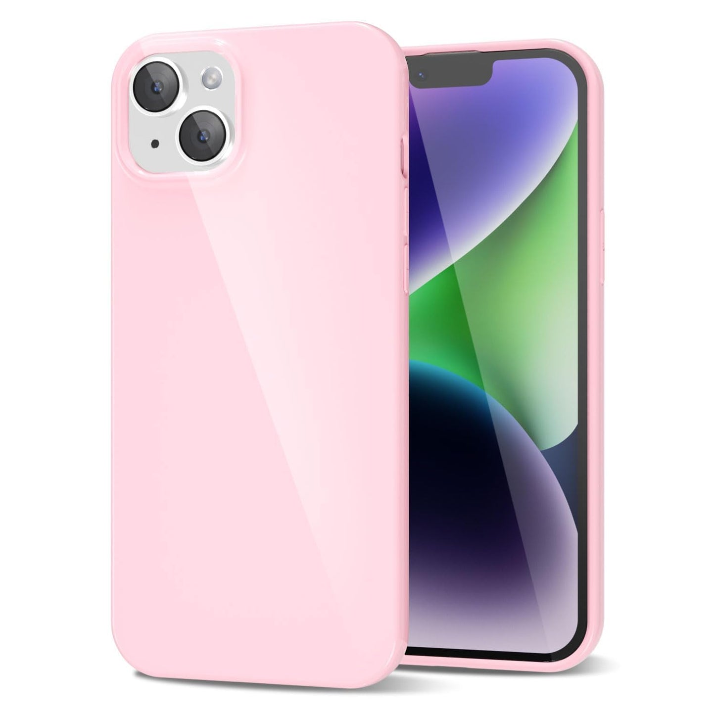 LoeoeL for iPhone 14 Plus Phone Case Liquid Silicone, Cute Girly Thin Ultra Slim Jelly Soft Rubber Gel Protective Glossy Hard Plastic Case, Plain