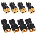 Yiqigou 4 Pcs Wireless XT60 Plug Male Connector to Deans T Plug Female Connector and 4 Pcs Wireless XT60 Plug Female Connector to Deans T Plug Male