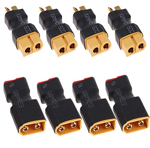 Yiqigou 4 Pcs Wireless XT60 Plug Male Connector to Deans T Plug Female Connector and 4 Pcs Wireless XT60 Plug Female Connector to Deans T Plug Male