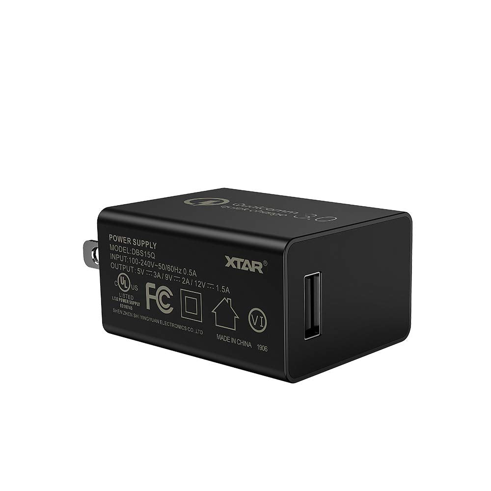 QC3.0 Fast Charging Adapter - 18W Output, Official XTAR Recommendation for XTAR SC2, ST2, VC4S, PB2S, VC8 Chargers