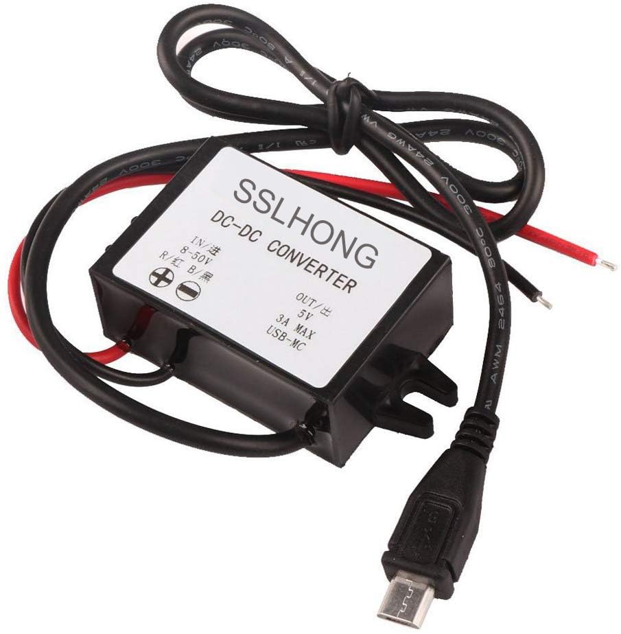 HOMREE Waterproof DC DC Power Converter 8-50V to 5V/3A Step Down Voltage Module 12V/24V/36V to 5V Power Supply with Micro USB Interface
