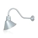10in. Galvanized Finish Angle Shade Gooseneck Sign Light Fixture With 22in. Long Extension Arm - Wall Sconce Farmhouse, Vintage, Antique Style - UL