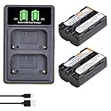 PowerTrust 2 Pack NP-FM500H Camera Battery and LCD USB Charger for Sony A57, A58, A65, A77, A99, A200, A350, A450, A550, A560, A700, A580, A900