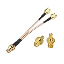 RedYutou SMA Female to Dual SMA Male Cable plitter Combiner SMA Connector 6-inch (15cm) +2pcs SMA Female to TS9 Male Adapter (not Applicable to TV)