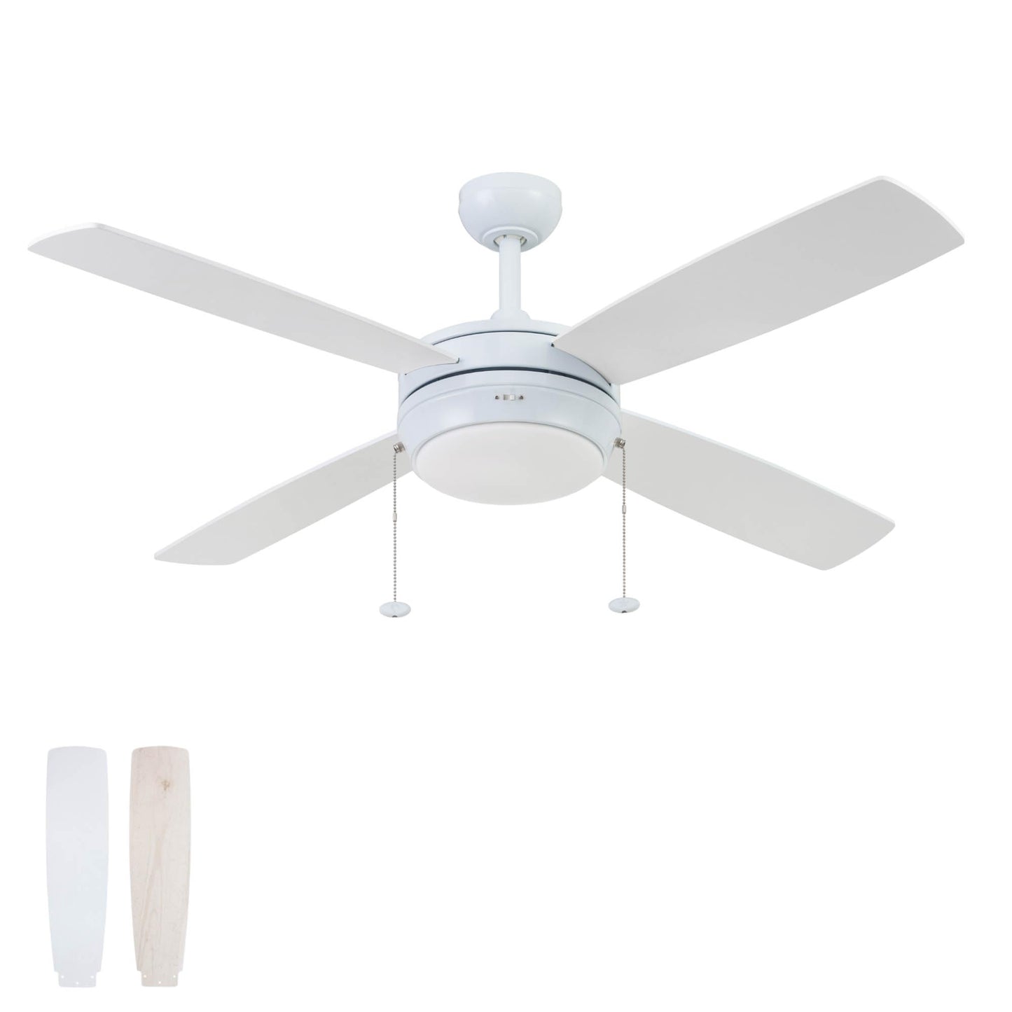 Prominence Home Kailani, 52 Inch Contemporary Indoor LED Ceiling Fan with Light, Pull Chain, Three Mounting Options, Dual Finish Blades, Reversible