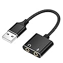 Bewinfy Universal USB Audio Adapter with 3.5mm Combo Jack - for PC, Laptop, Mac, PS5, PS4 & More (Windows/Mac/Linux Compatible)(AA-01)