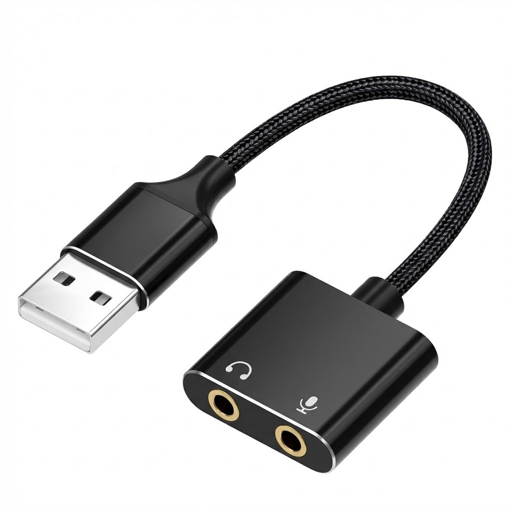 Bewinfy Universal USB Audio Adapter with 3.5mm Combo Jack - for PC, Laptop, Mac, PS5, PS4 & More (Windows/Mac/Linux Compatible)(AA-01)