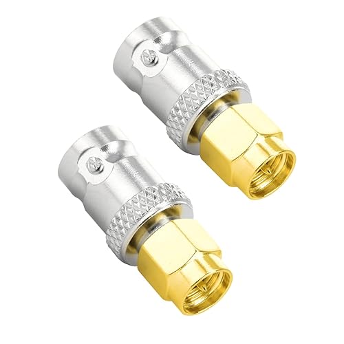 BNC Female to SMA Male RF Adapter, 0-3GHz, 50 Ohm Impedance, 2-Pack