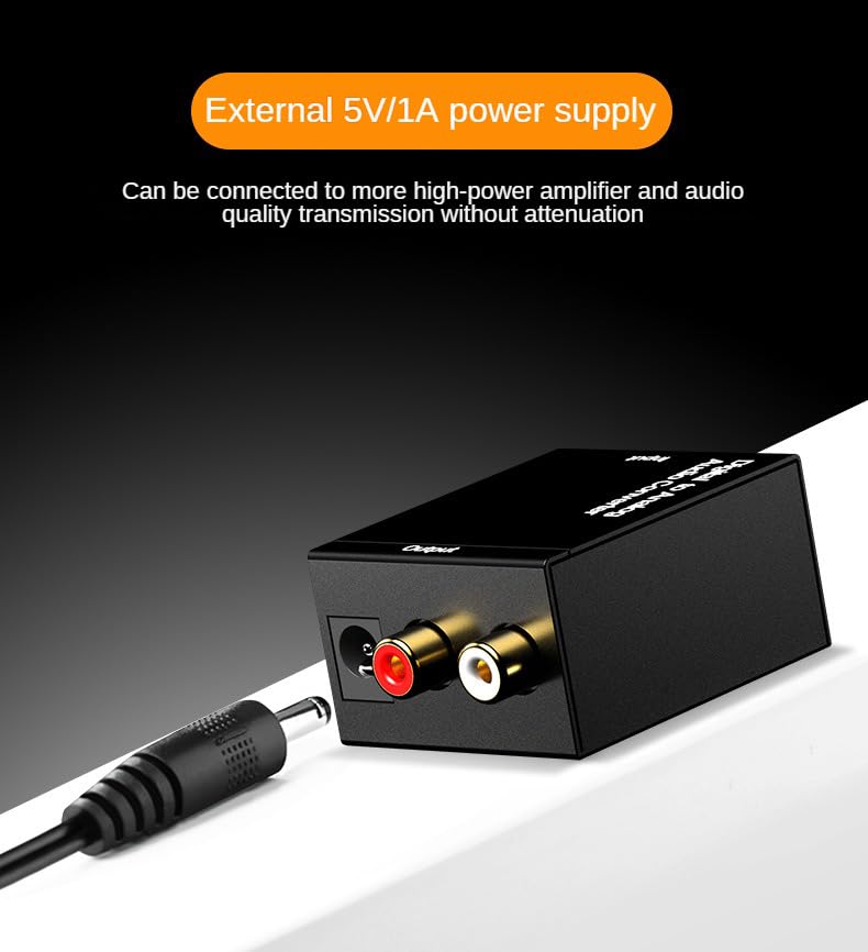 Digital to Analog Audio Converter, Optical/Coaxial/Spdif to RCA, 96KHz Sampling Rate, Gold-Plated Interface It is Suitable for converting Audio from