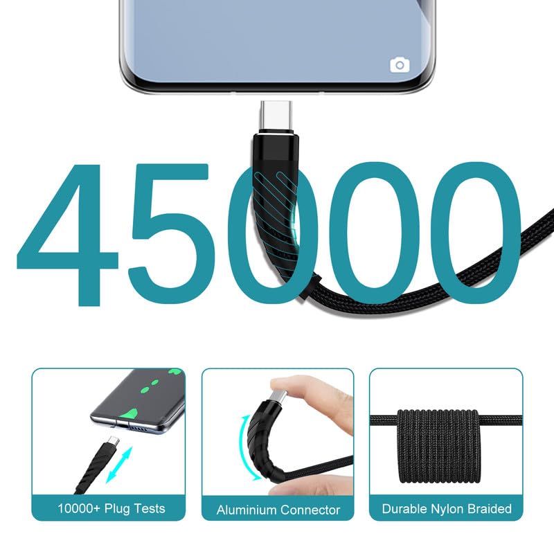 60W Fast Braided USB-C Charger Cable 6FT 2Pack - Compatible with iPhone 16/15/Samsung/Android/Huawei/Google/Switch/MacBook/iPad