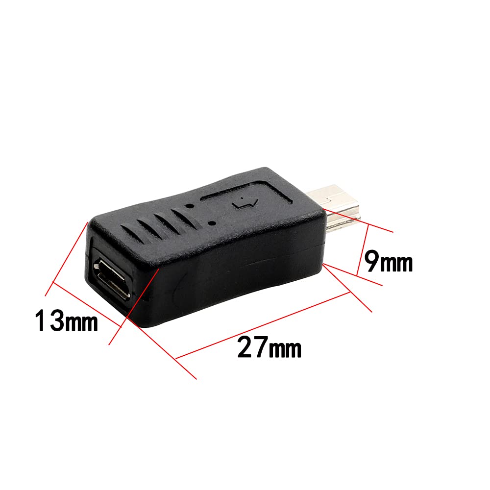 rgzhihuifz 90 Degree Left & Right Angle Mini USB Male to Micro USB Female Connector Adapter 3-Pack