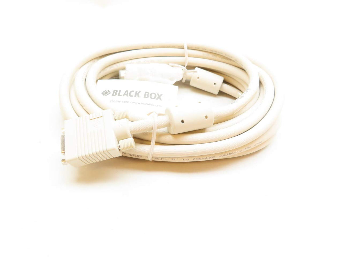 Black Box 20FT VGA Video Cable with Ferrite Core, Beige, Male/Female