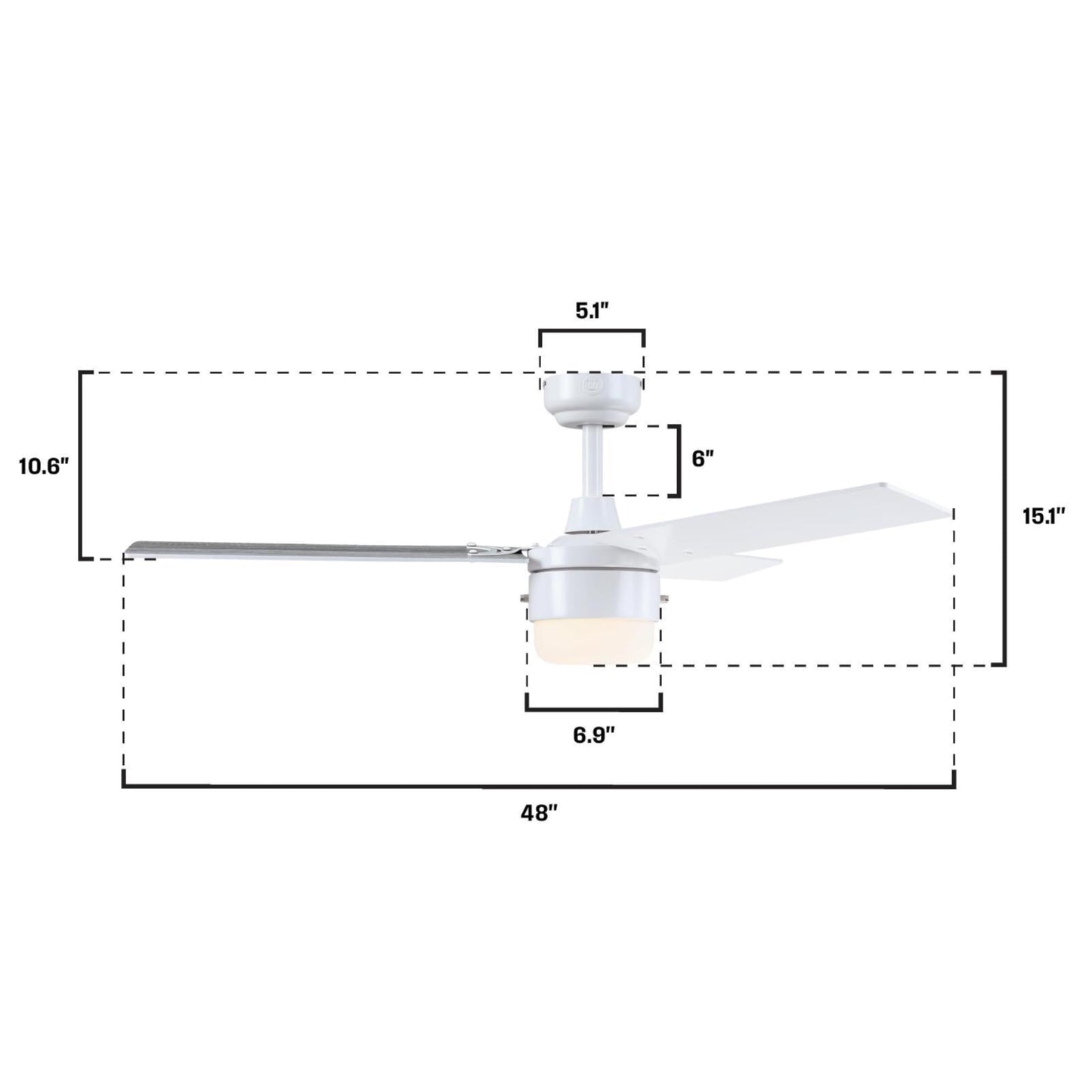 Westinghouse Lighting Talia Traditional 48-Inch Matte White Indoor Ceiling Fan, LED Light Fixture, Opal Frosted Glass