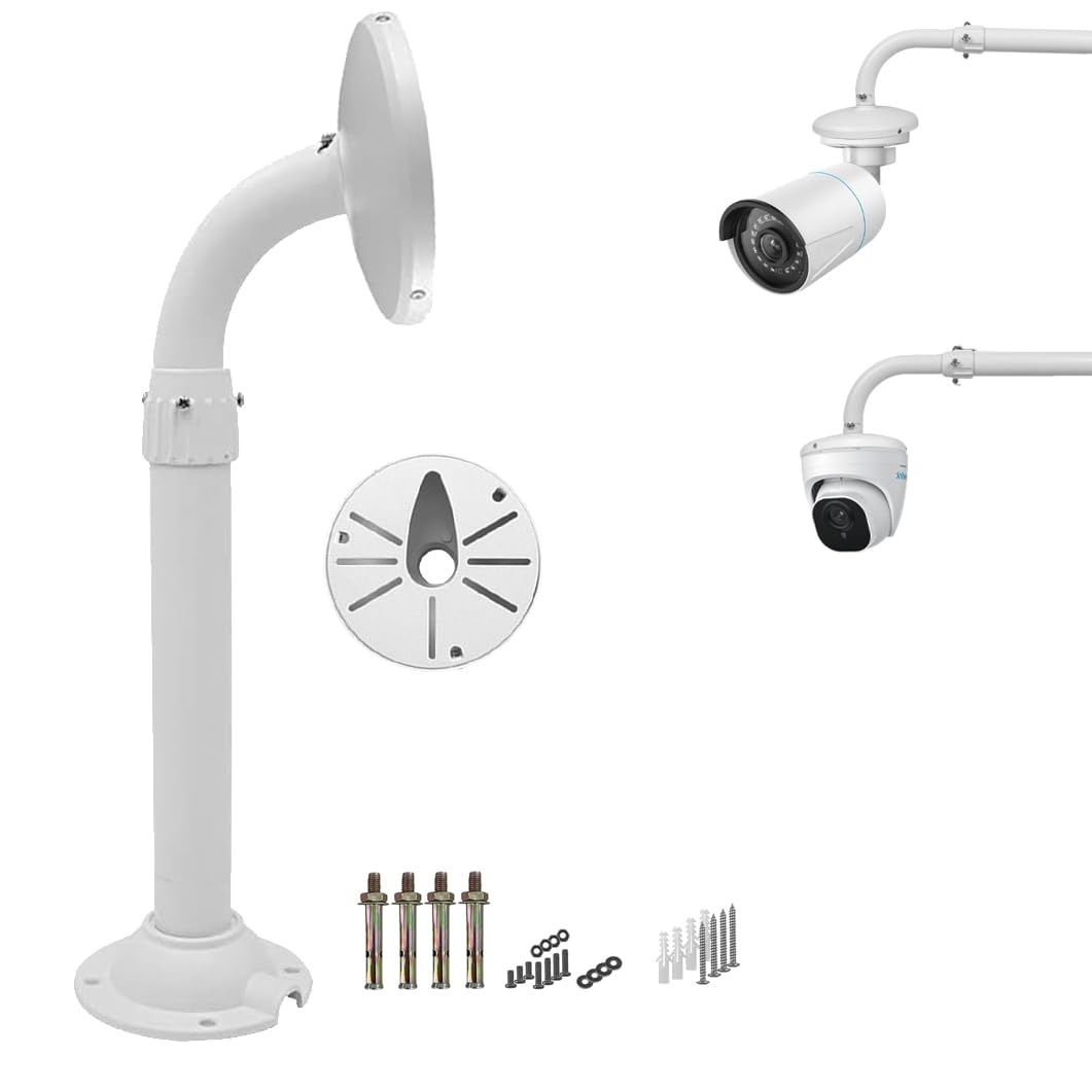 WiTi Security Camera Mount Bracket 6 inch Base,15.7inch-23.6 inch Extendable J-Pole Compatible with Reolink Amcrest IP Cameras, Solid Metal Mounting
