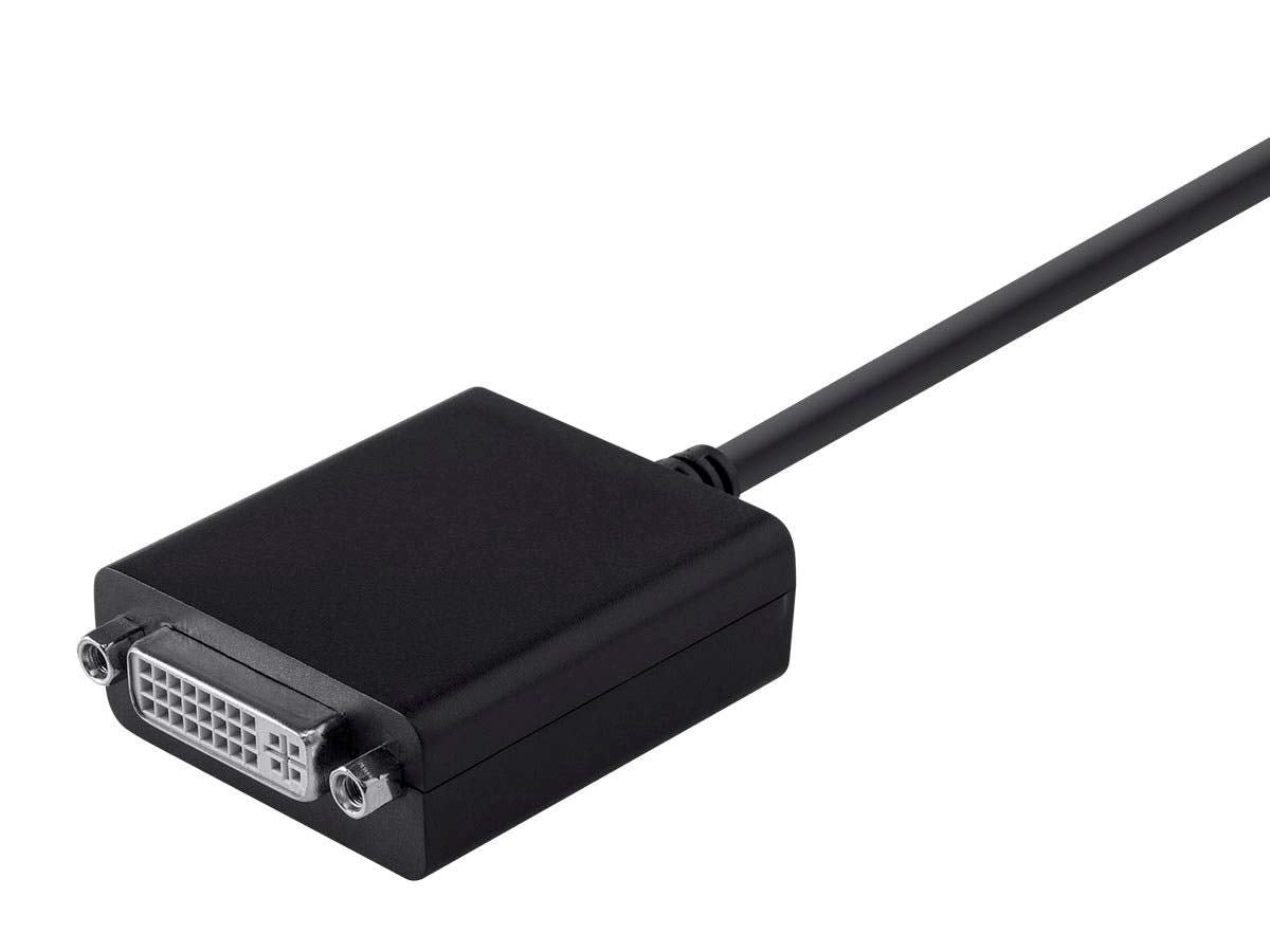 Monoprice Mini DisplayPort 1.to DVI Adapter - Passive Adapter, Single Direction, 0.5 Feet, Black