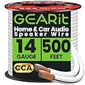 GEARit 14 Gauge Speaker Wire 500ft,Flexible Speaker Cable with Foot Markers & Polarity Markings,14 Gauge Wire for Car Audio & Home Theater
