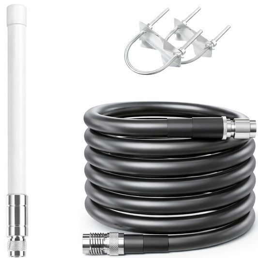 RAIGEN 3 dBi LoRa 915 MHz Antenna 12” Outdoor Omni-Directional, Raigen 400 Low-Loss 5ft Cable, 860-930 MHz for WiFi, IOT, RFID, & Helium Miner