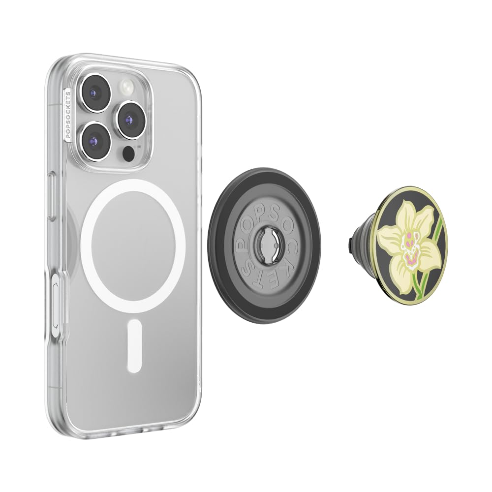 PopSockets Phone Grip for MagSafe, Magnetic Holder, Phone Stand, Enamel - Butter Orchid