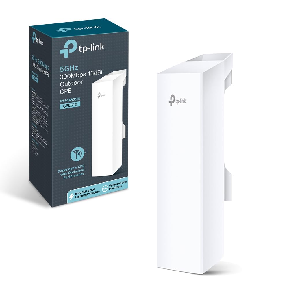 TP-Link 5GHz N300 Long Range Outdoor CPE for PtP and PtMP Transmission | Point to Point Wireless Bridge | 13dBi, 15km+ | Passive PoE Powered w/Free