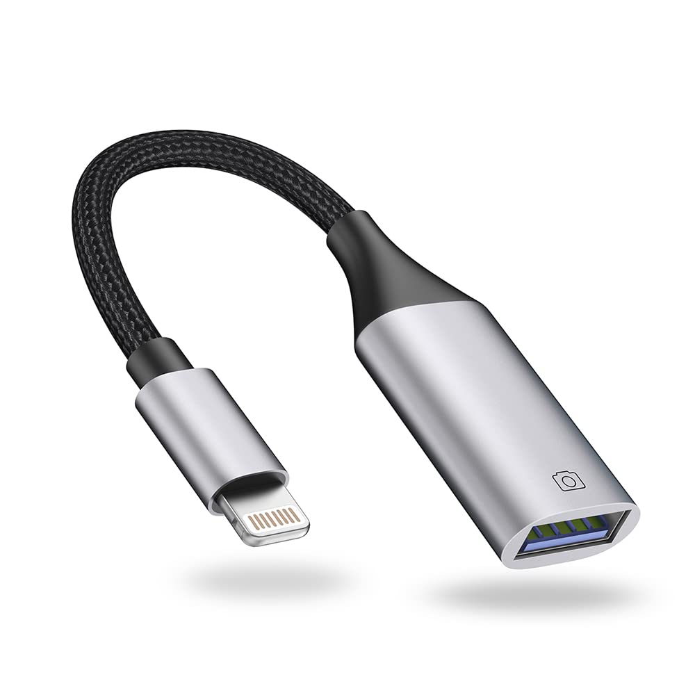 IVSHOWCO Lightning to USB Adapter [Apple MFi Certified], USB Camera Adapter for iPhone, iOS OTG Cable Adapter, Supports Flash Drive, Card Reader