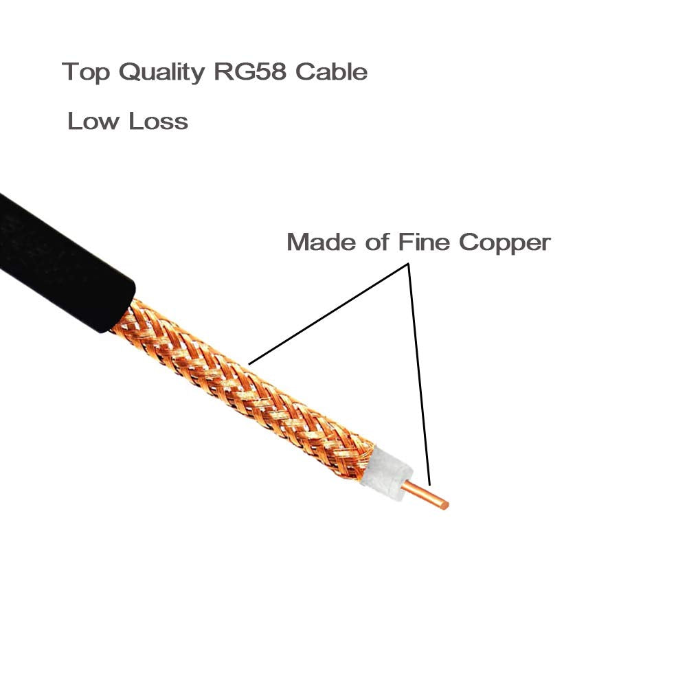 OLOEY BNC Male to UHF PL-259 Male RG58 Cable 10ft/3m for CB Ham Two Way Radio Antenna Amateur Radio Transceiver FM Transmitter Radio Scanner Arrester