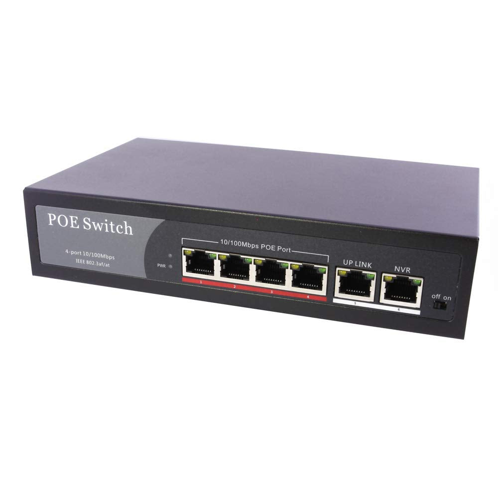 axGear PoE Network Switch 10/100m Power Injector 4 Port + 2 Port Power Over Ethernet