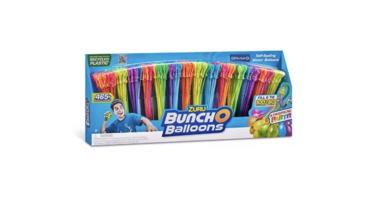 ZURU Bunch O Balloons 465 Rapid-Fill Self-Tying Recyclable Water Balloons (14 Stems)